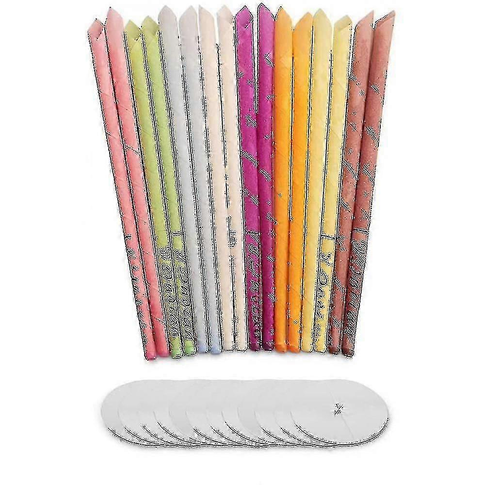 24pcs Ear Candle For Aromatherapy Natural Pure Beeswax Ear Candle Remove Ear Wax With 12 Protective Disks