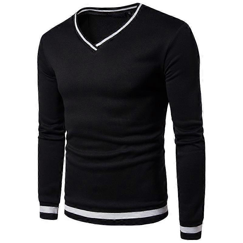 COBOY Solid Color V-Neck Plain Long Sleeve Pullover Men's Sweatshirts