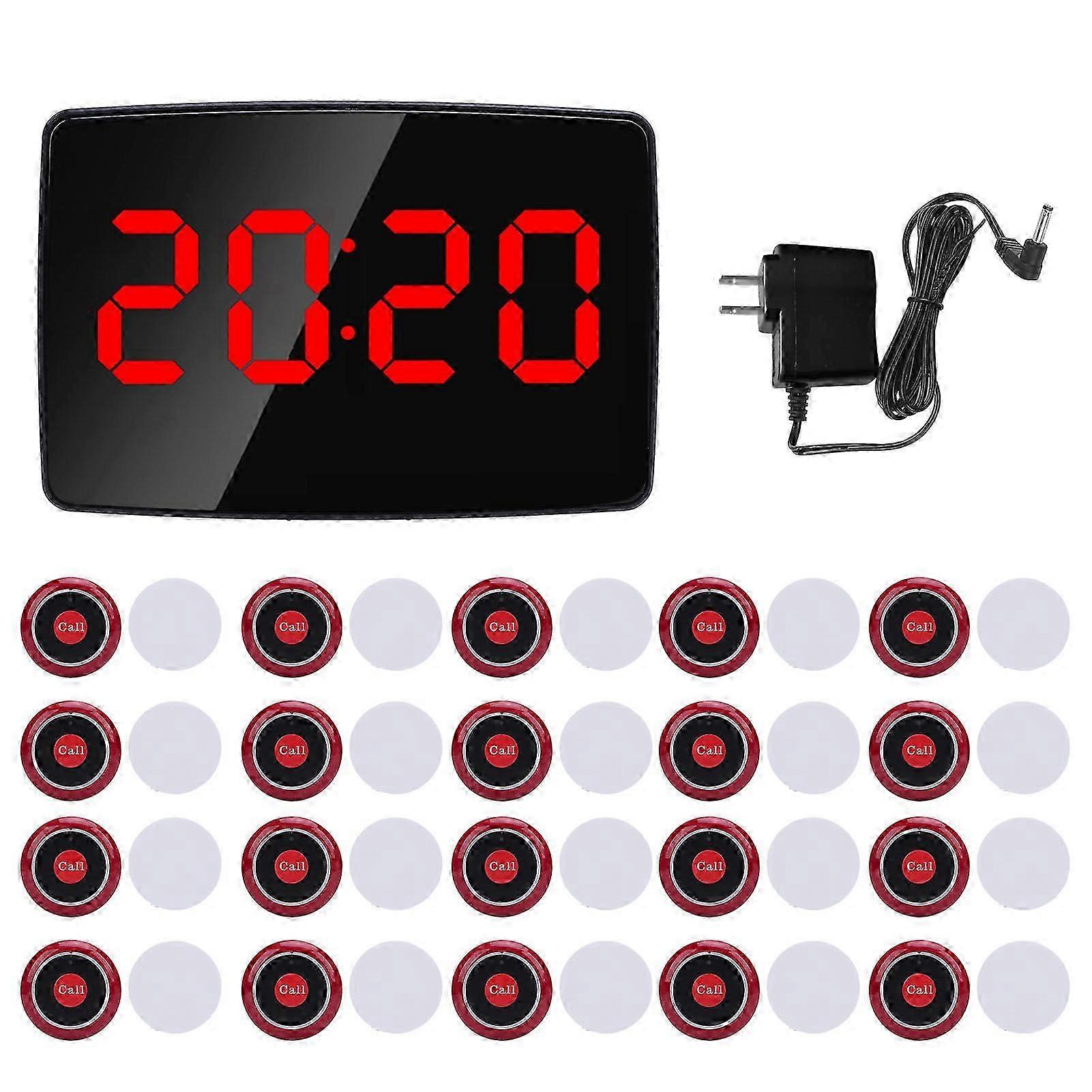 Calling Sensitive Wireless Restaurant Call System with 20 Table Bell Buttons and 1 Receiver for Hotel Offices 2025