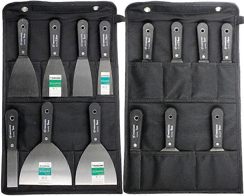 Putty Knife Spatula Set 7 Pcs Scraper and Putty Plastic Handle with Portable Canvas Storage Tool Bag