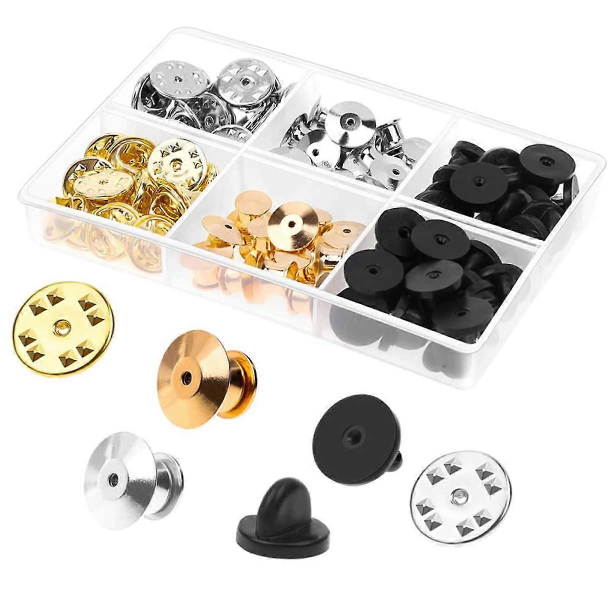 84pcs Round Spring Latch Pin Backs for P Yellow Brooch Backs Keepers