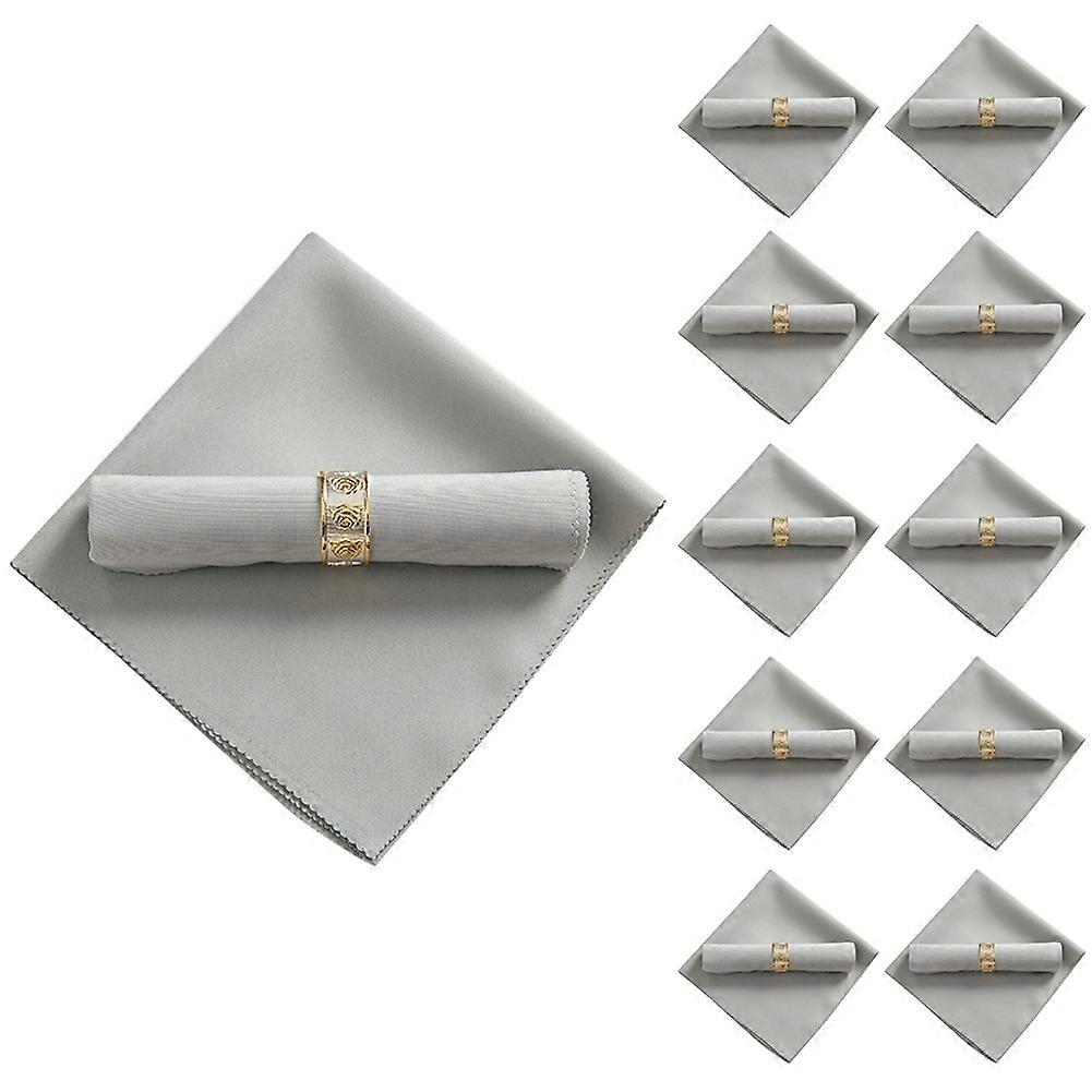 10Pcs 48X48cm Polyester Cloth Napkins for Restaurant, Silver Gray
