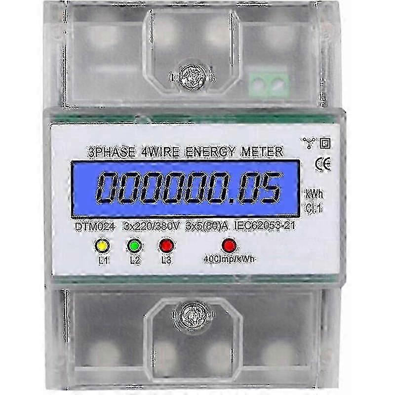 Three Phase 4 Wire Energy Meter 220/380v 5-80a Energy Consumption Kwh Meter Din Rail Installation Digital Electric Energy Meter With Backlit Lcd Displ