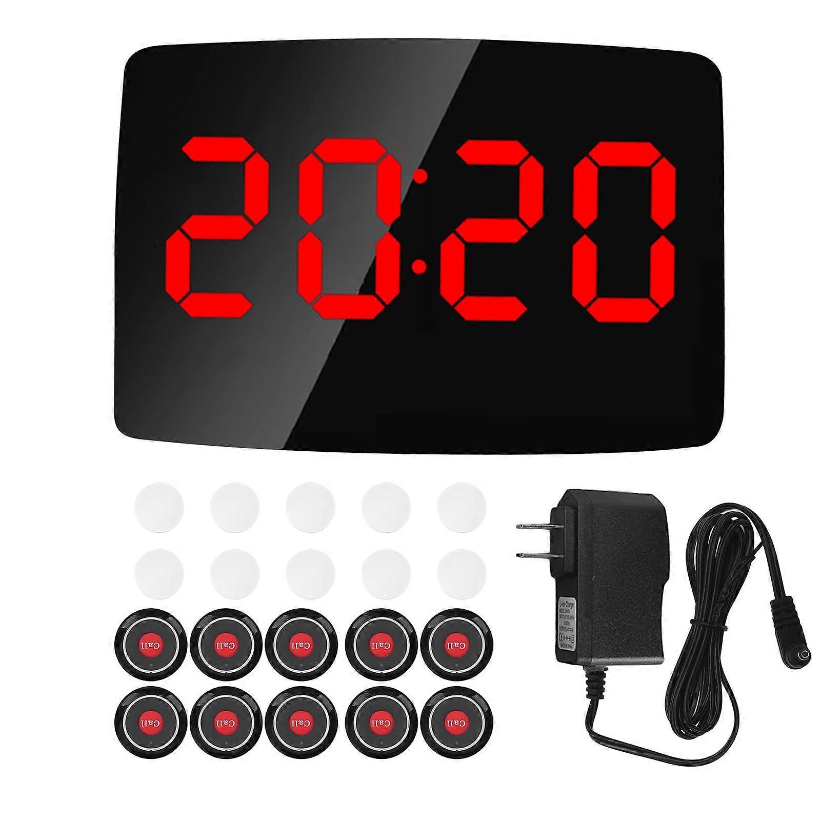 Wireless Calling System Caregiver Pager with 10 Nurse Alert Call Buttons 1 Display Receiver for Clinic Restaurant Nursing Home