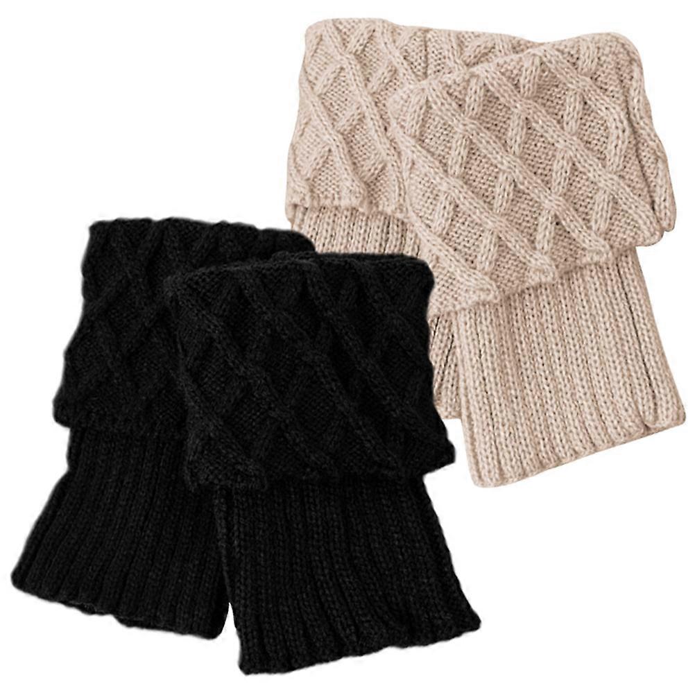 It looks like you're describing a product listing for **knitted leg warmers or short boot covers**—perfect for fall and winter fashion! Here's a