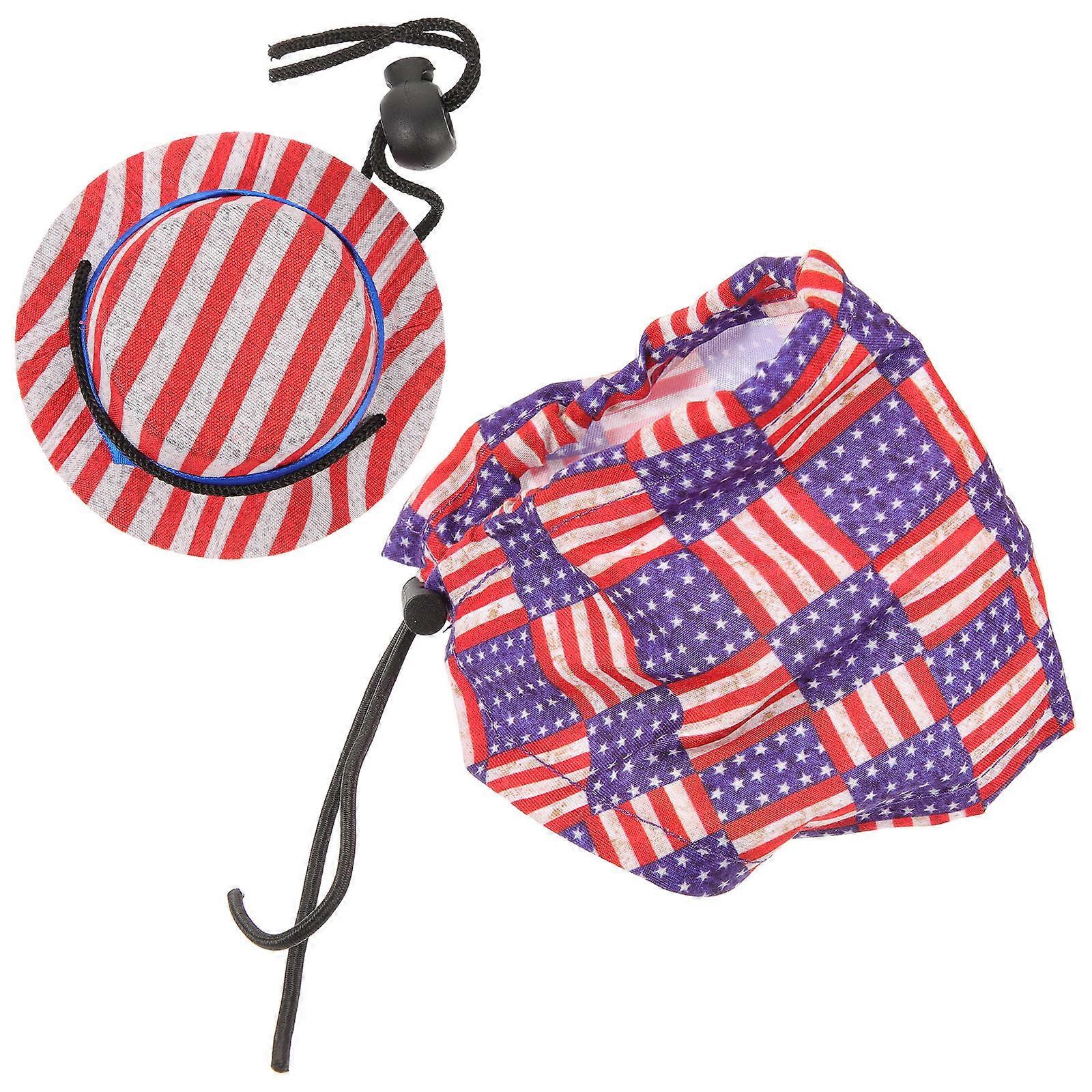 Patriotic Mini Hat and Cloak Set for Hamsters and Small Reptiles – Costume Accessory