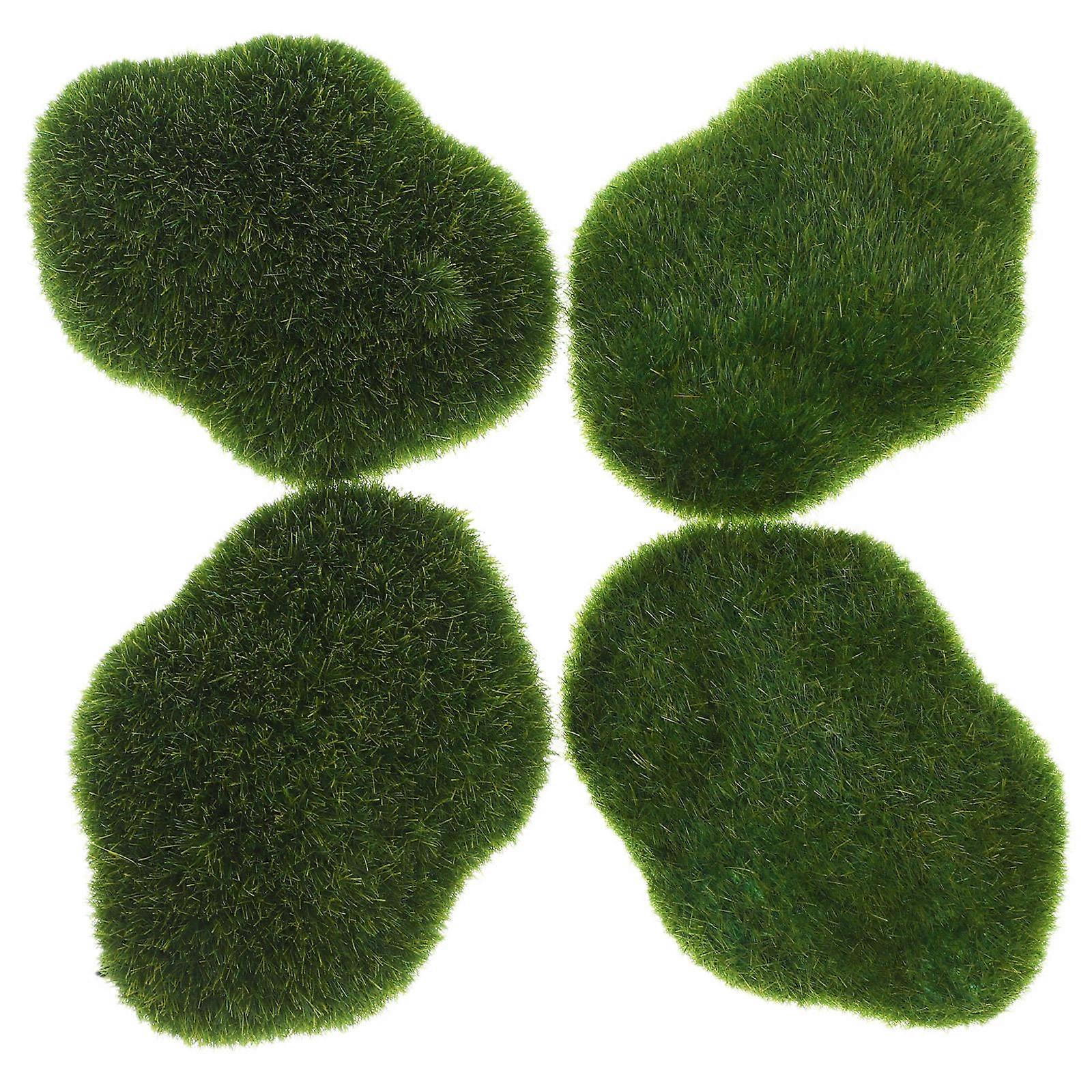 Artificial Moss Stone Small Moss Rocks for Indoor Decor Realistic Design Plastic 4Pcs