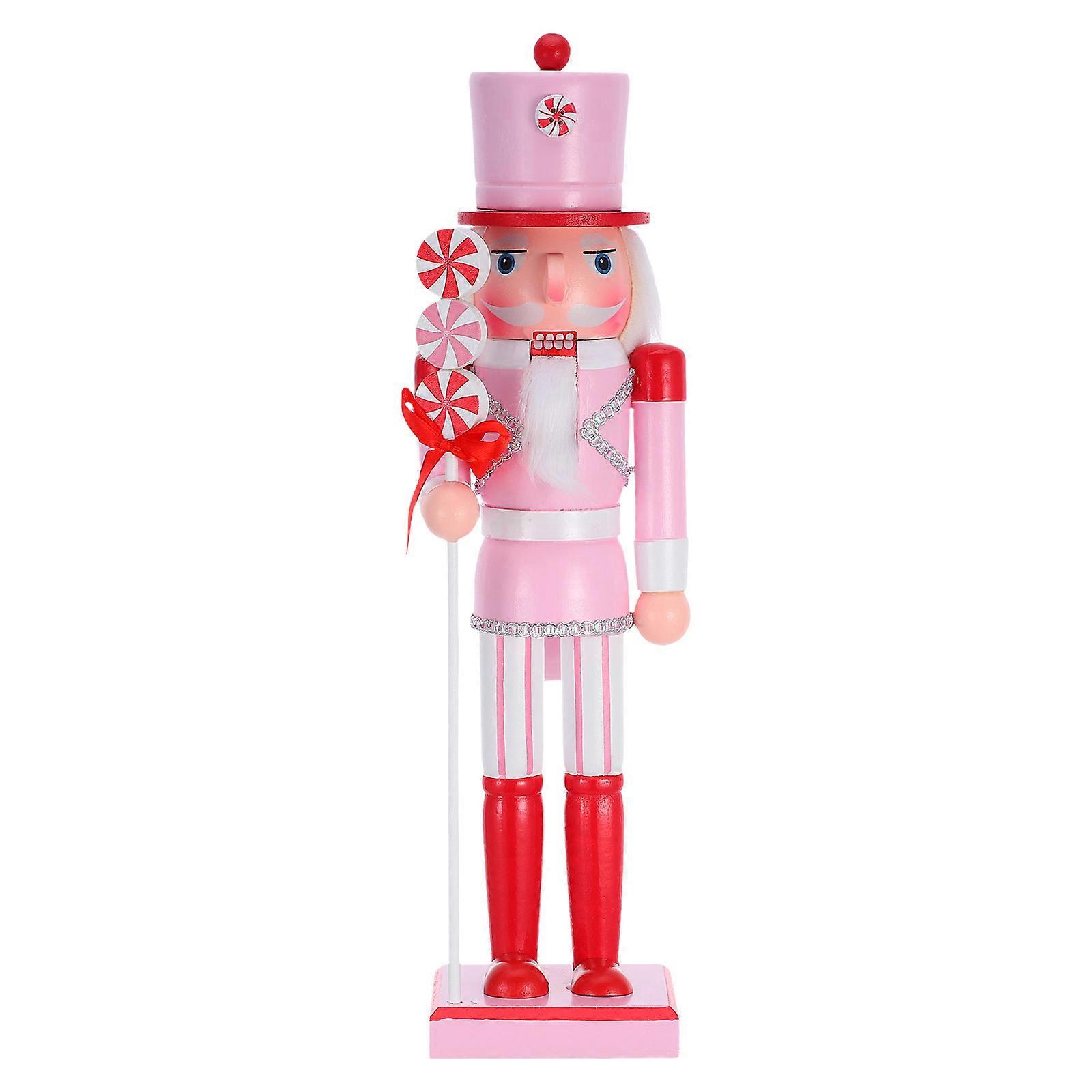 Christmas Candy Nutcracker Ornament Handmade Wooden Holiday Decoration for Festive Home Display