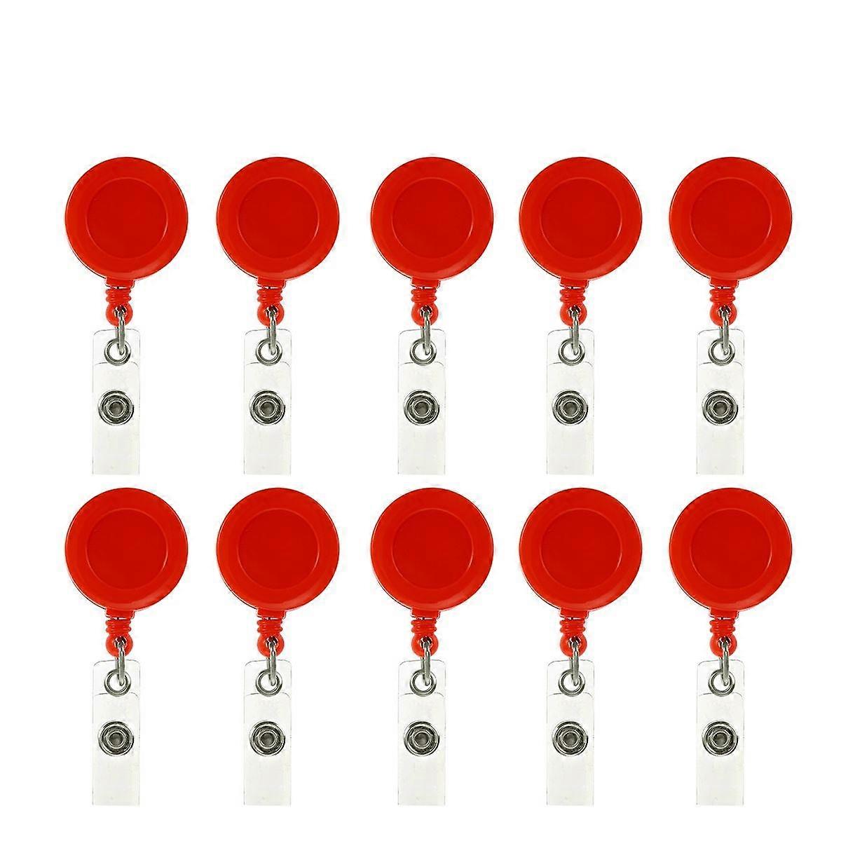 Retractable Badge Reel Badge Security Access 8.00X3.10X1.40CM Red 10Set Employees Professionals