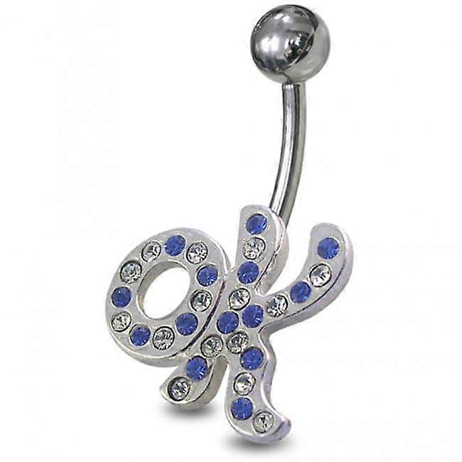 Fancy Jewelled Letters "ok" Non-moving Belly Ring