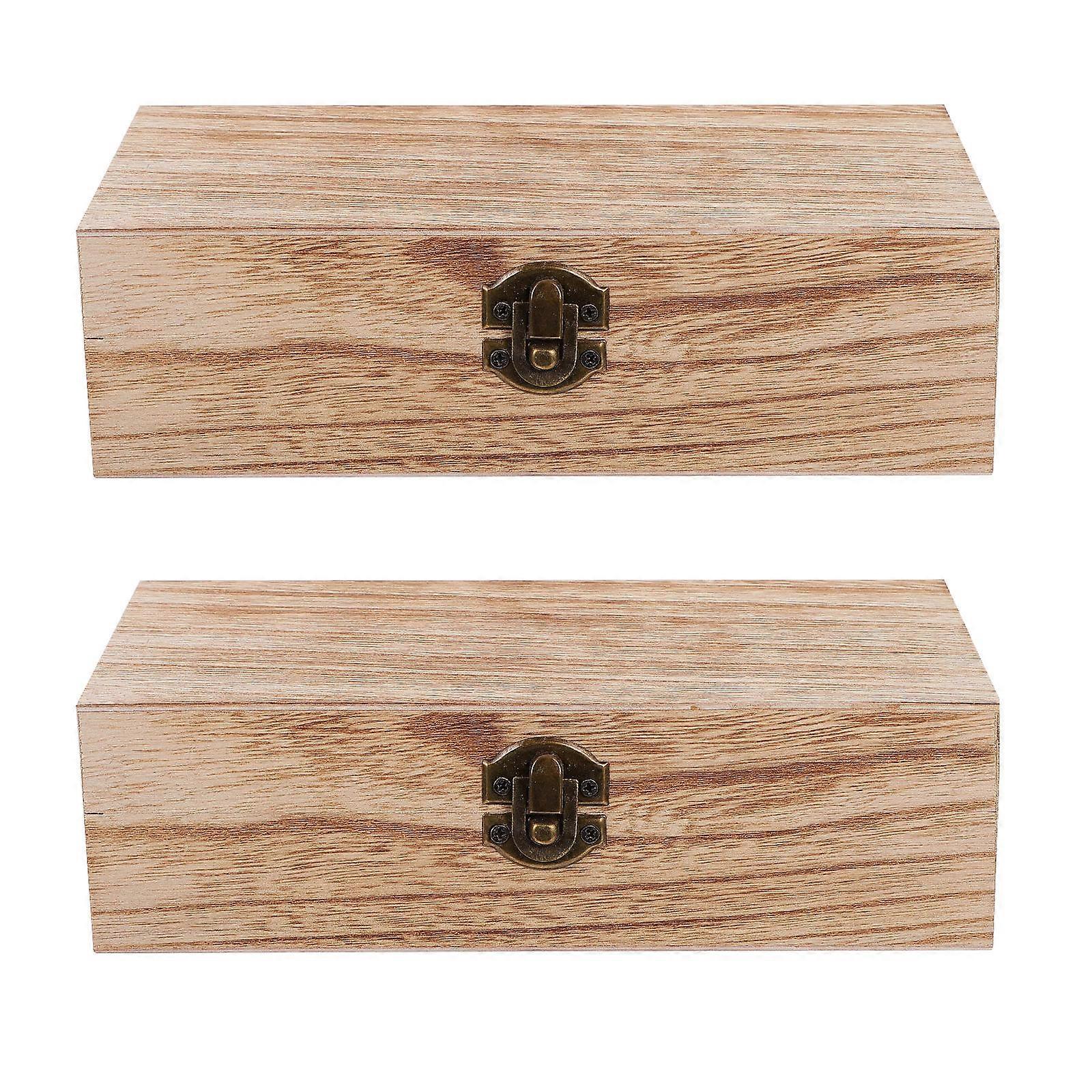 Wooden Keepsake Storage Box With Lid Chocolate Rectangular Shape Home Decoration 20X10X6CM 2Pcs