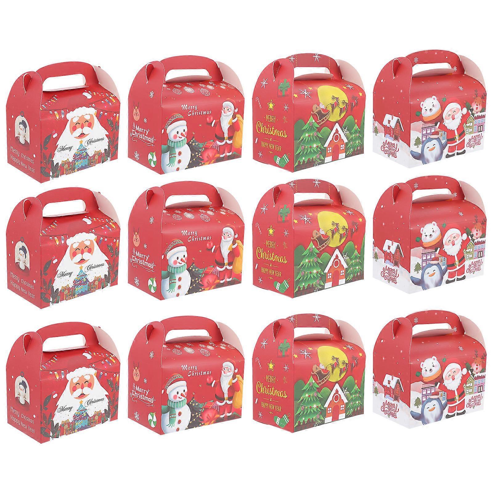 Wrapping Boxes For Presents Christmas Theme Square Red Candy Storage Box present Packaging Party Supplies 12Pcs