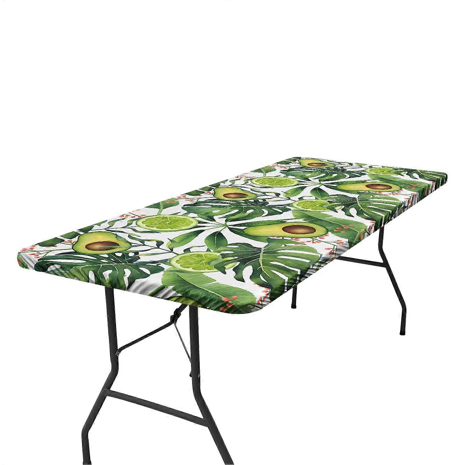 Picnic Table Cover, Avocado Pattern Windproof Camping Table Cover