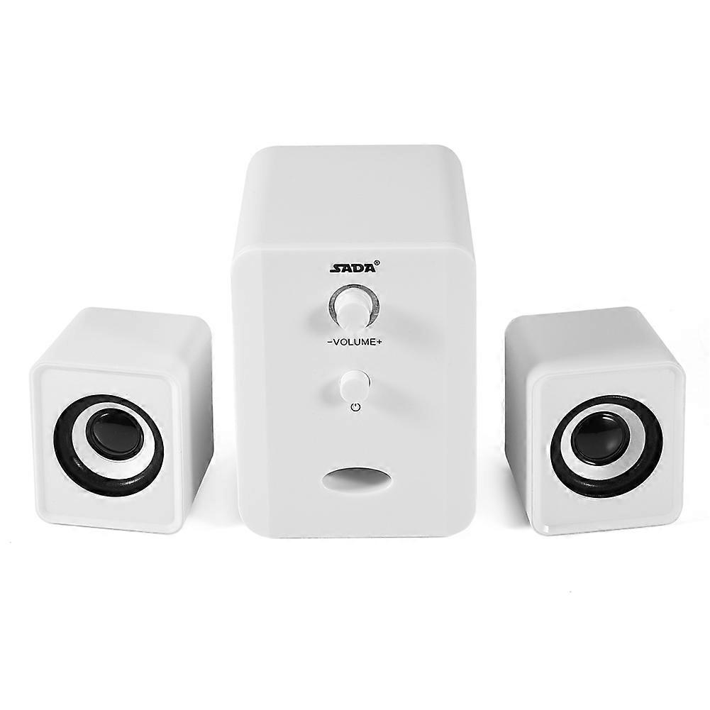 SADA 3.5mm USB Cable Speaker System HiFi Stereo Speakers for Desktop Computer PC White