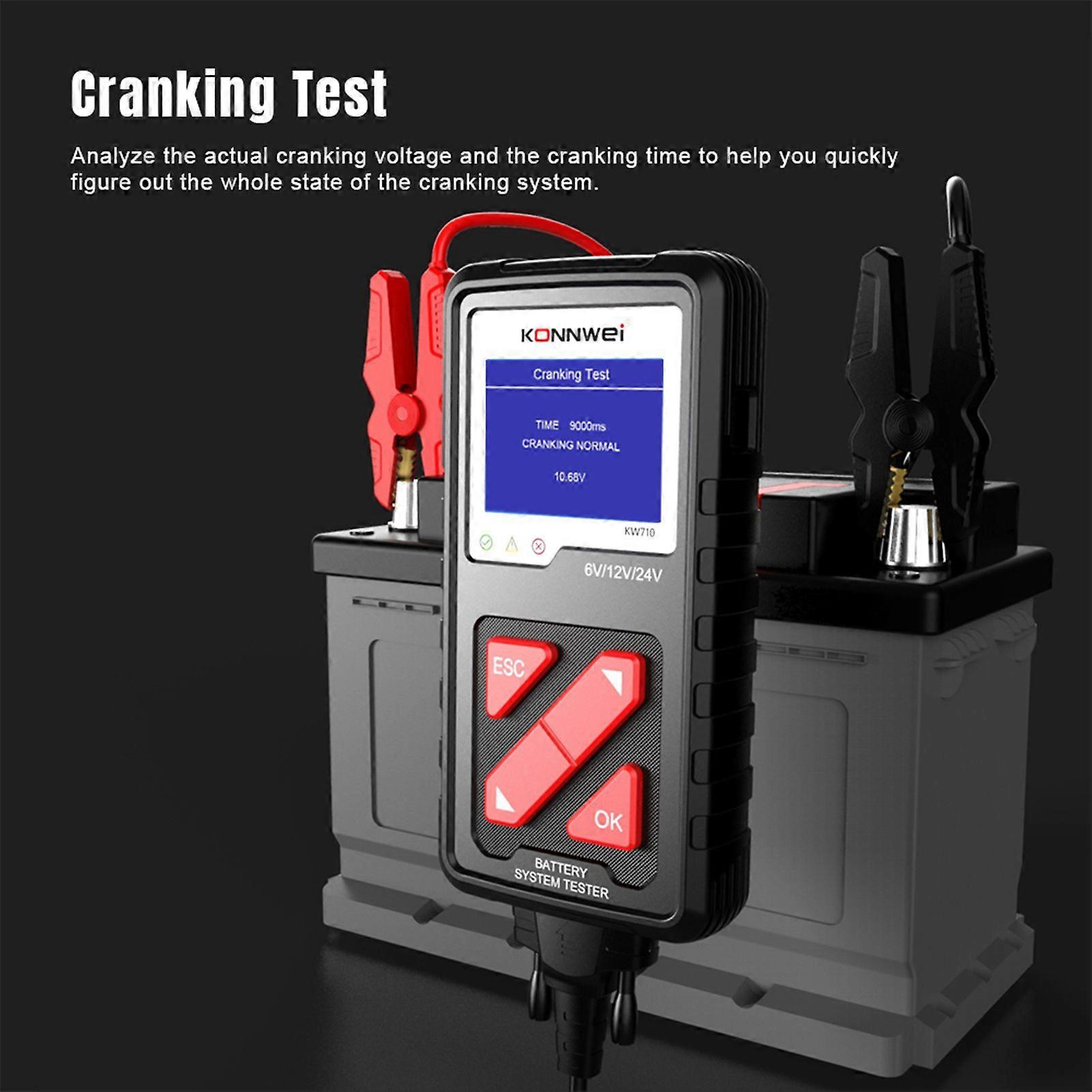 KONNWEI KW710 100~2000CCA Battery Analyzer Tester for Cars Trucks 6V 12V 24V Car Cranking and Charging System Test Diagnostic Tool MK74065