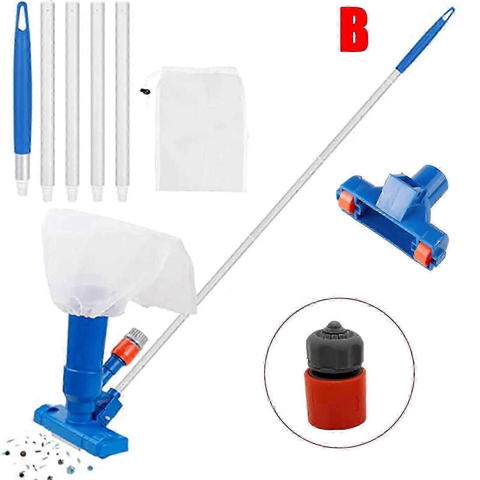 Portable Brush Pool Vacuum Cleaner with 5-Section Adjustable Pole, Mini Pool Cleaning Tool