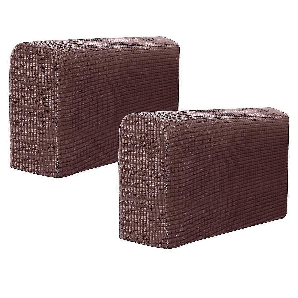 2pcs Universal Elastic Sofa Armrest Cover Simple Sofa Side Towels Protective Cloth for Home Office (Dark Coffee)
