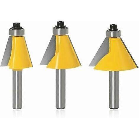 3PCS 8mm Angle Bevel Router Bits 2 Flail 15°/22.5°/45°Cmfered Milling Cutter Framing Edge Cutter For Woodworking Carpentry Drill Bits