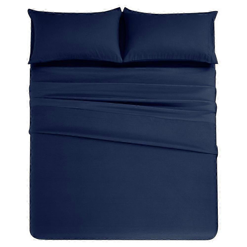 California King 4-Piece Soft Fleece Flat and Fitted Sheet Set with Pillowcases for Home