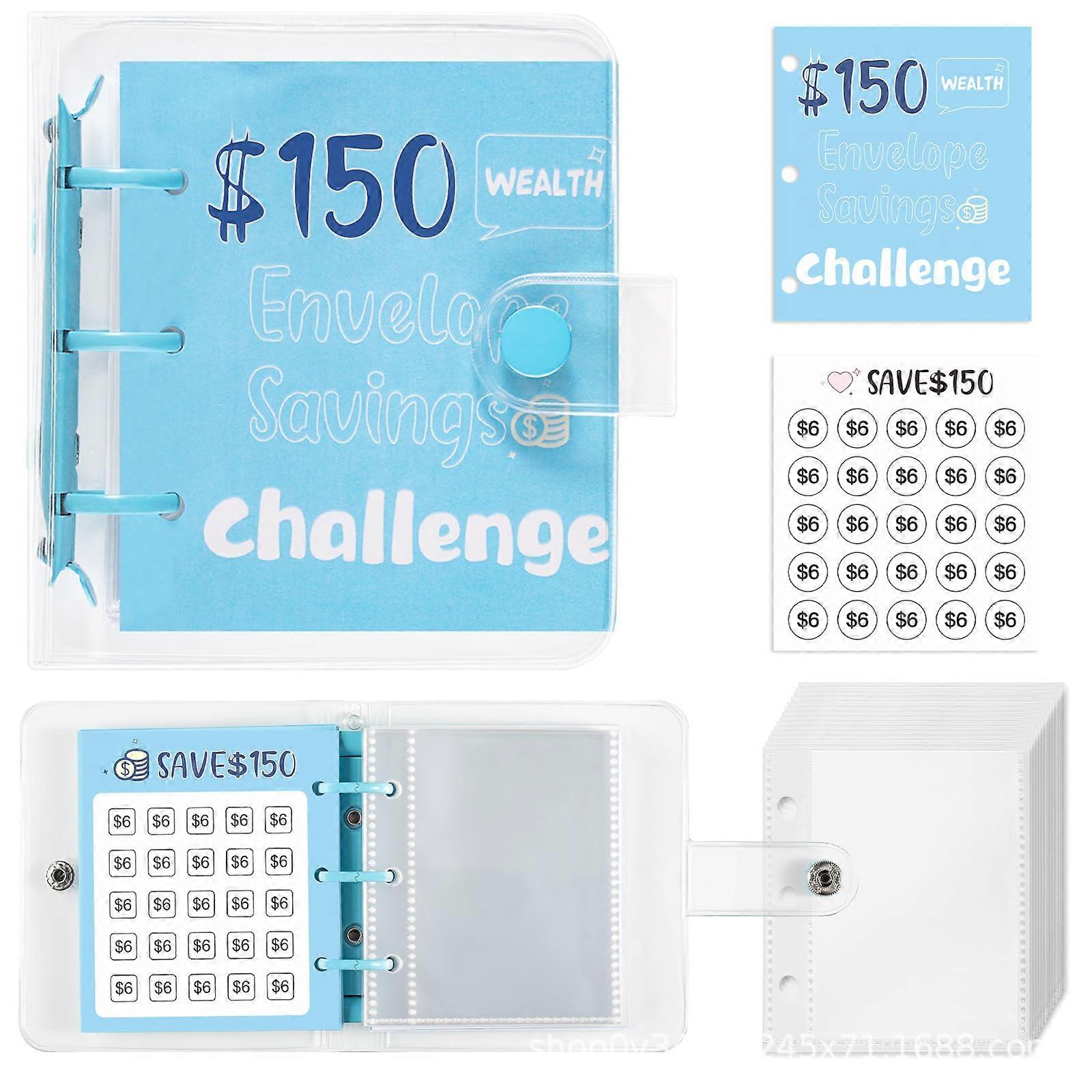 Mini moneysaving wallet, a simple and fun way to save 1000, budget challenge folder (1000, blue) Blue 1000