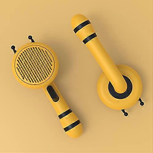 Cat Dog Grooming Brush Self-Cleaning Slicker Brush for Small Pets Yellow Needle Comb Removes Floating Hair