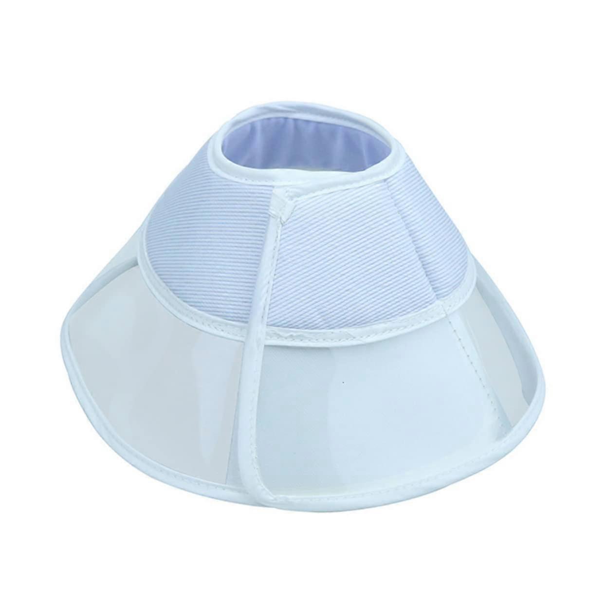 Elizabethan collar for pets, transparent and washable, prevents licking of wounds after surgeries.