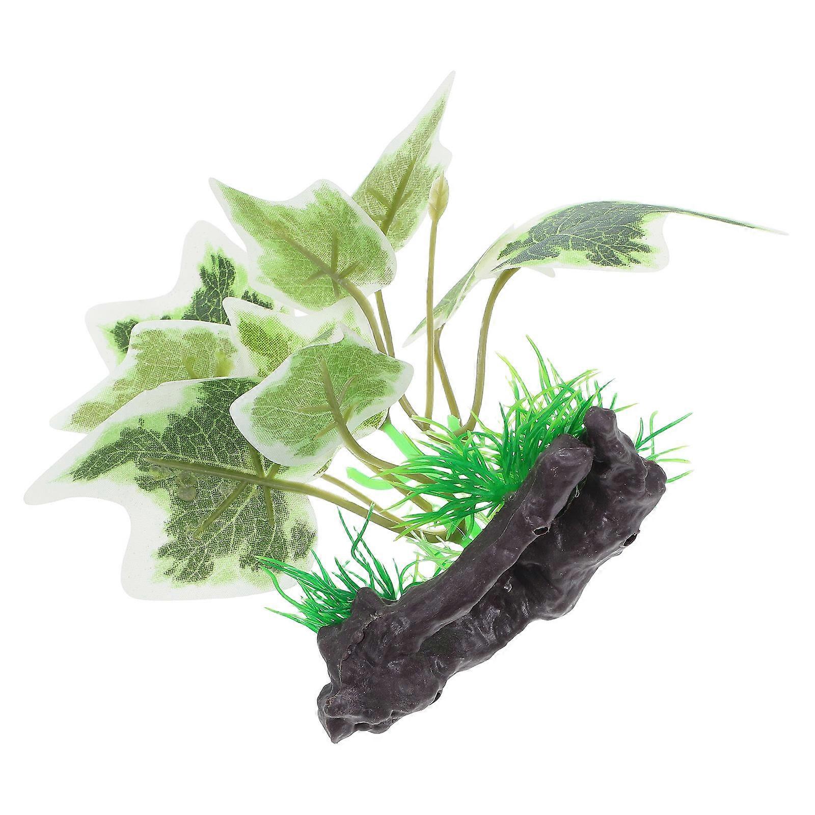 Artificial Green Plants for Fish Tank Decoration Realistic ABS Material Easy to Install 7 Inch