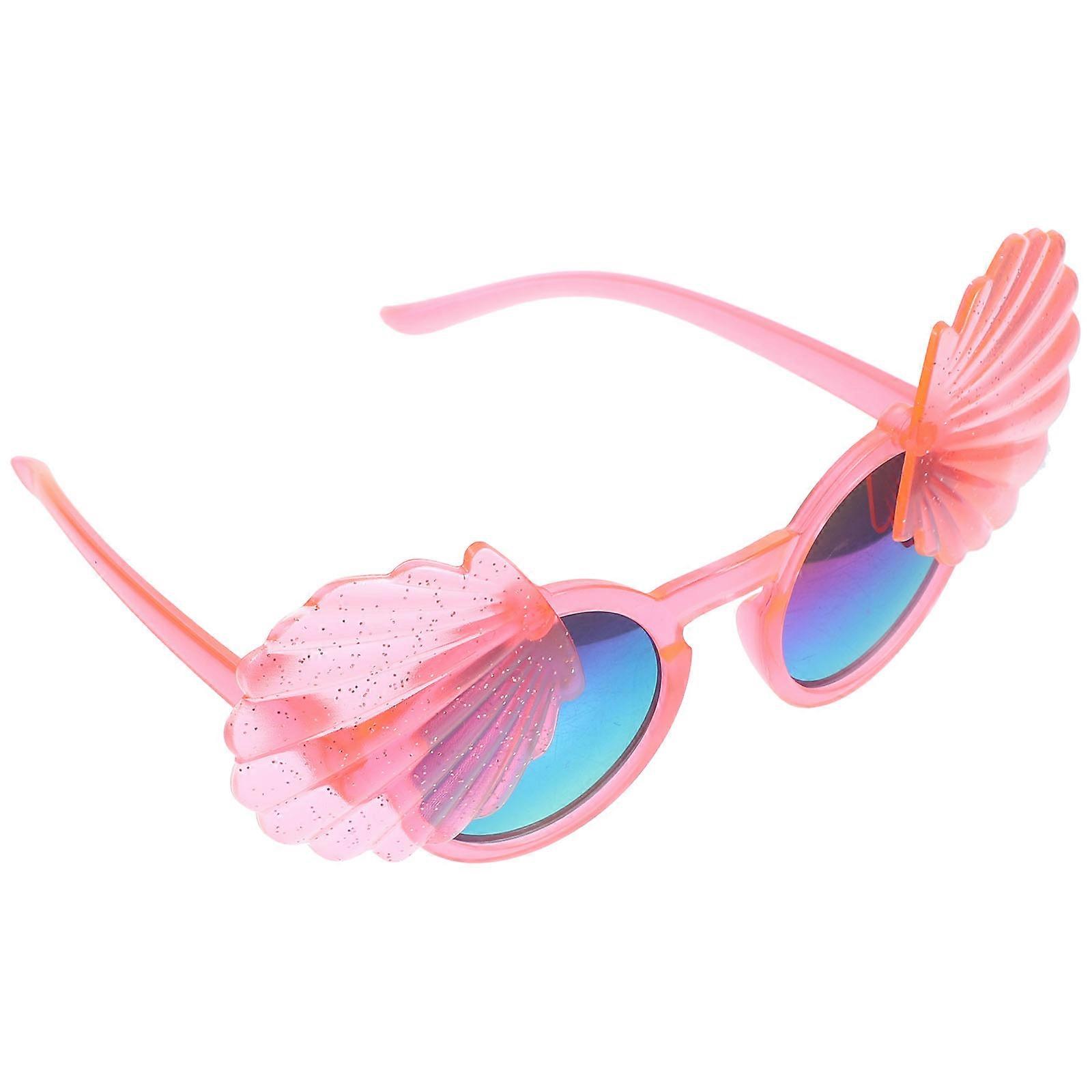 Novelty Party Sunglasses Shell Shape Wacky Decorative Glasses Pink For Halloween Carnival 1Pack
