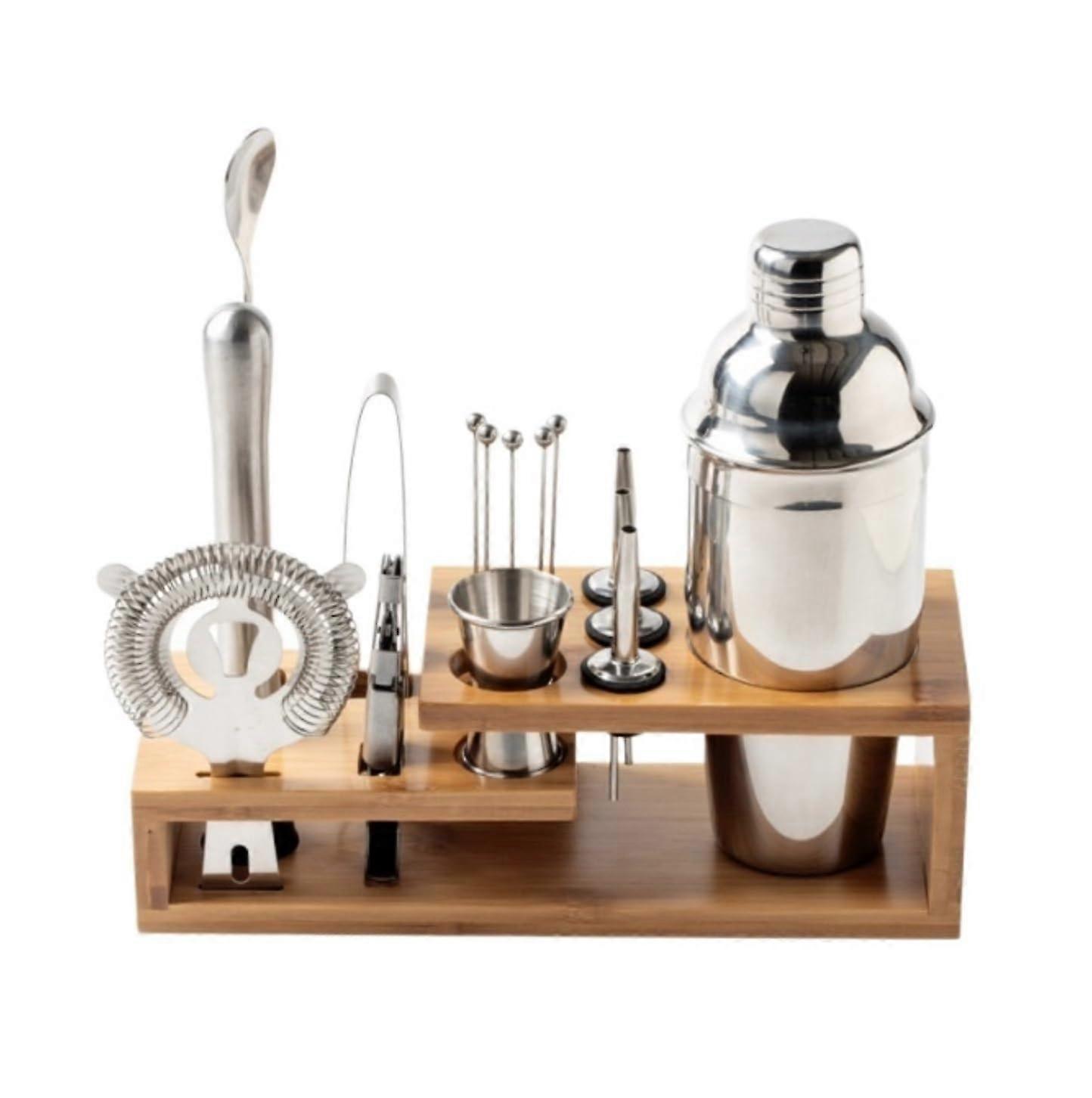 BarShaker for cocktail preparation, 16piece set with bamboo stand