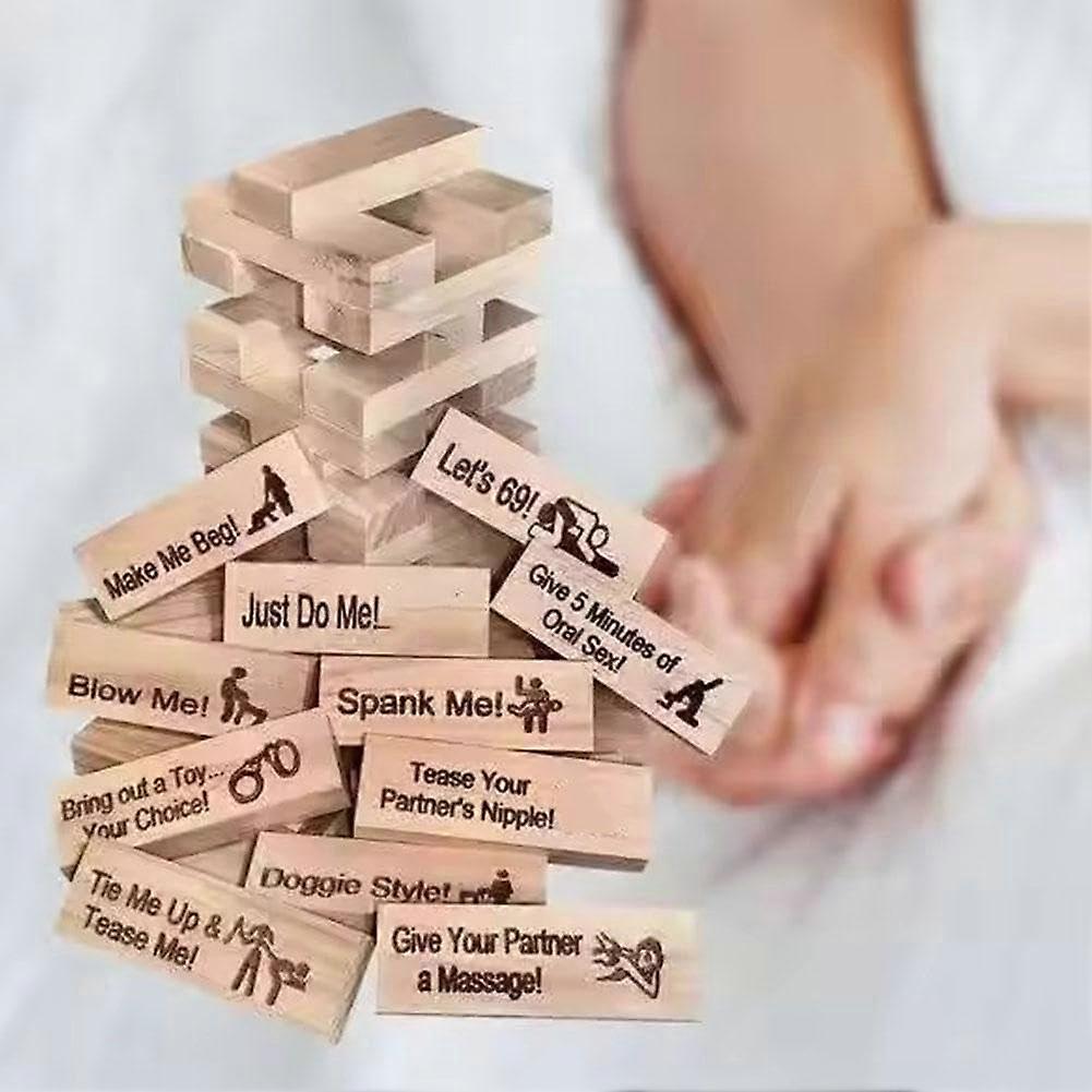 Super Cheeky Block Tower Game, Couple Games for Adults, Tumbling Tower Stacking Blocks, Valentine's Day, 48 Pieces