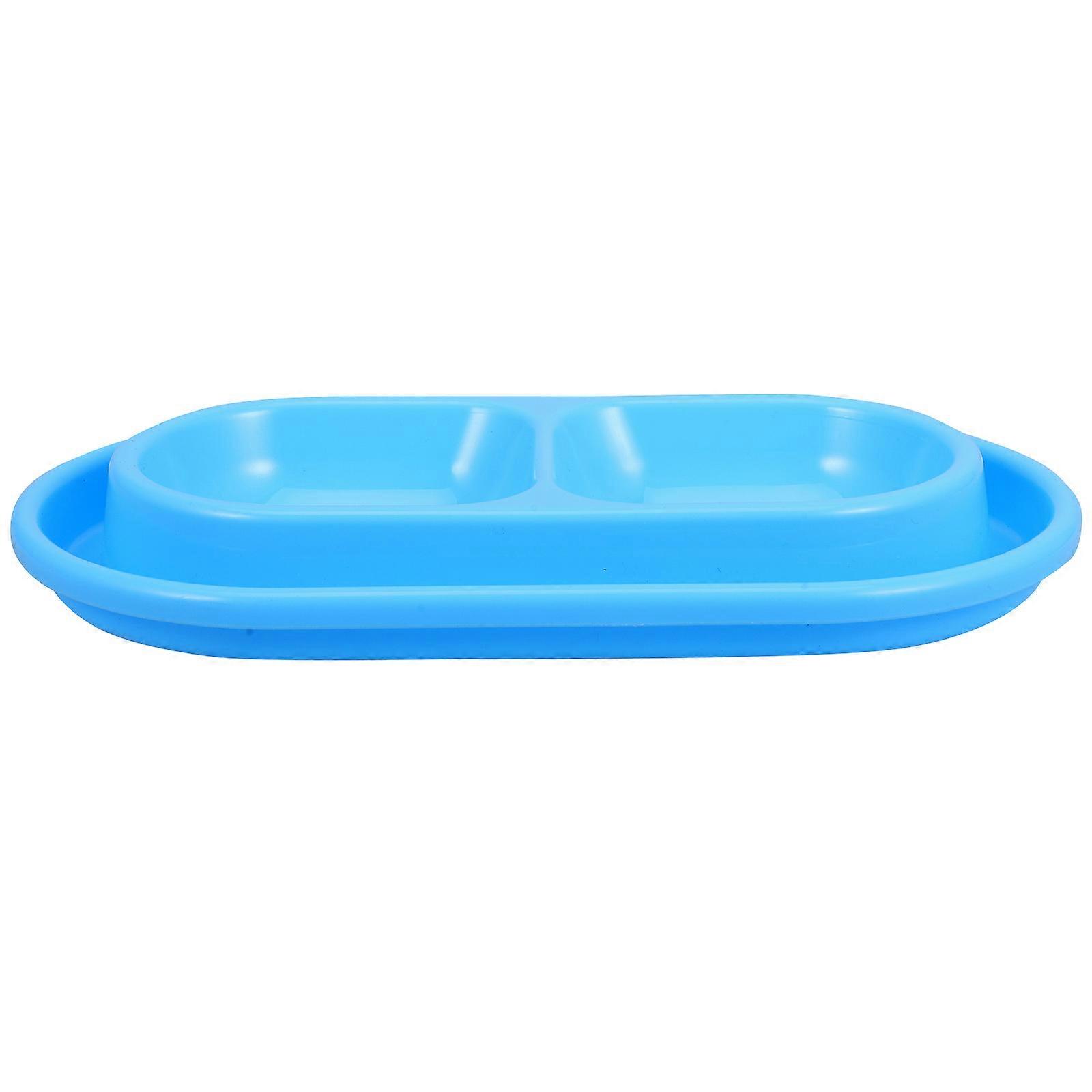 Kitten Feeder Dual Bowl Feeding Solution For Small Pets Stylish Blue Color Outdoor Use 1Set