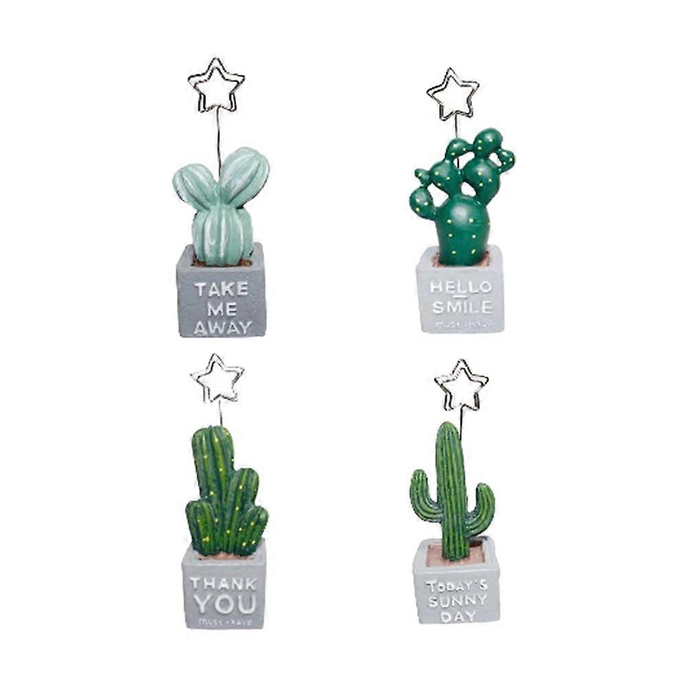 Cactus Plants Resin Photo Cards Memo Note Holder Paper Clip for Home Office Desk Decoration, 4x6 Inch Size