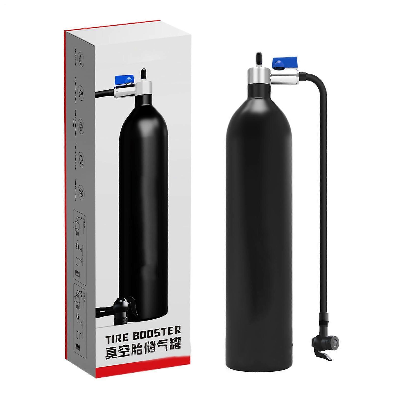Bicycle Tire Inflator Tire Booster Cylinder, 14 Carry Tire Inflation Pump with Tank and Vacuum Compressor for Mountain Bikes, Road Bikes, Men's