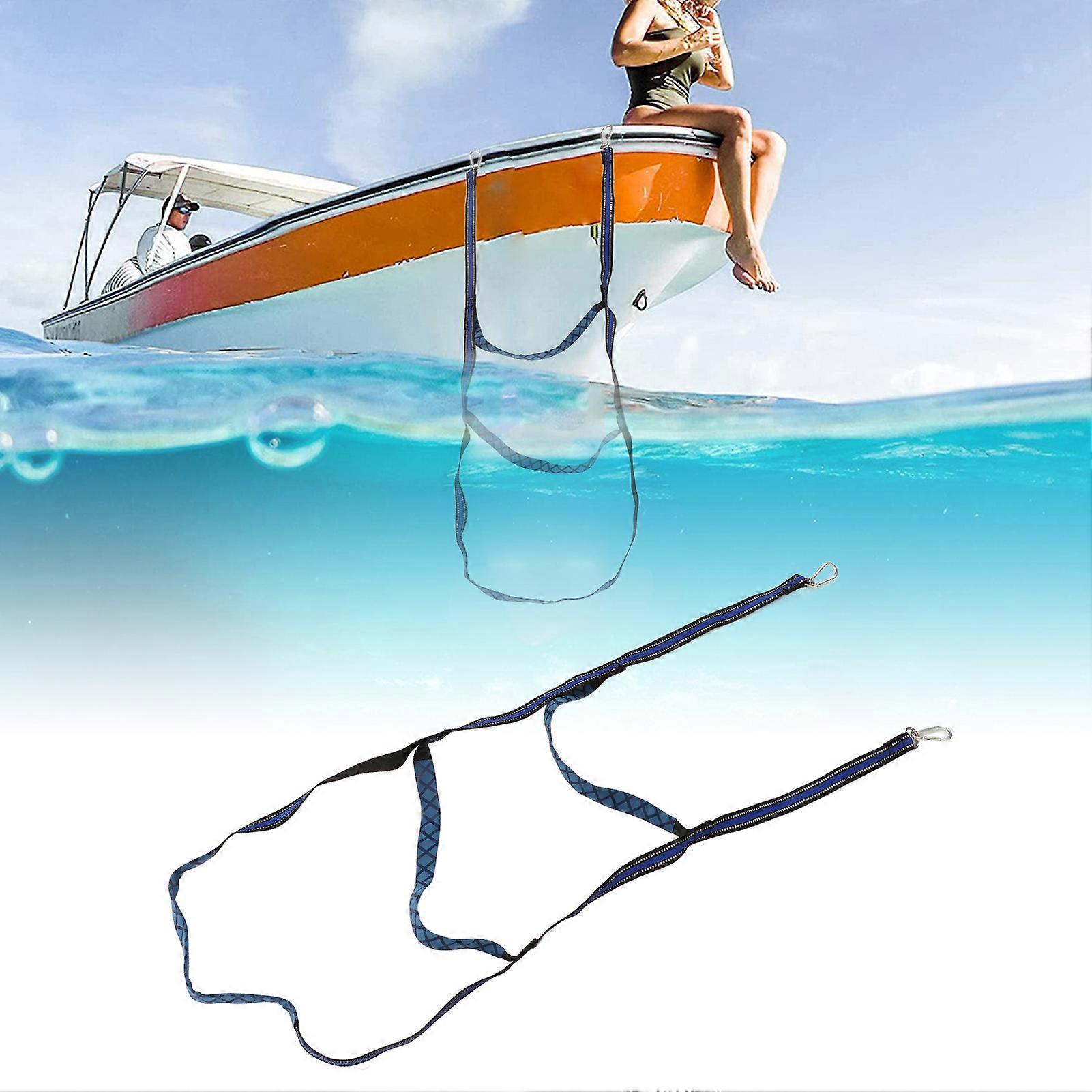 Marine Boat Rope Ladder Boarding Steps with Hooks Nylon Blue Portable Foldable for Yachts Kayaks Inflatable Boats 3 Step 