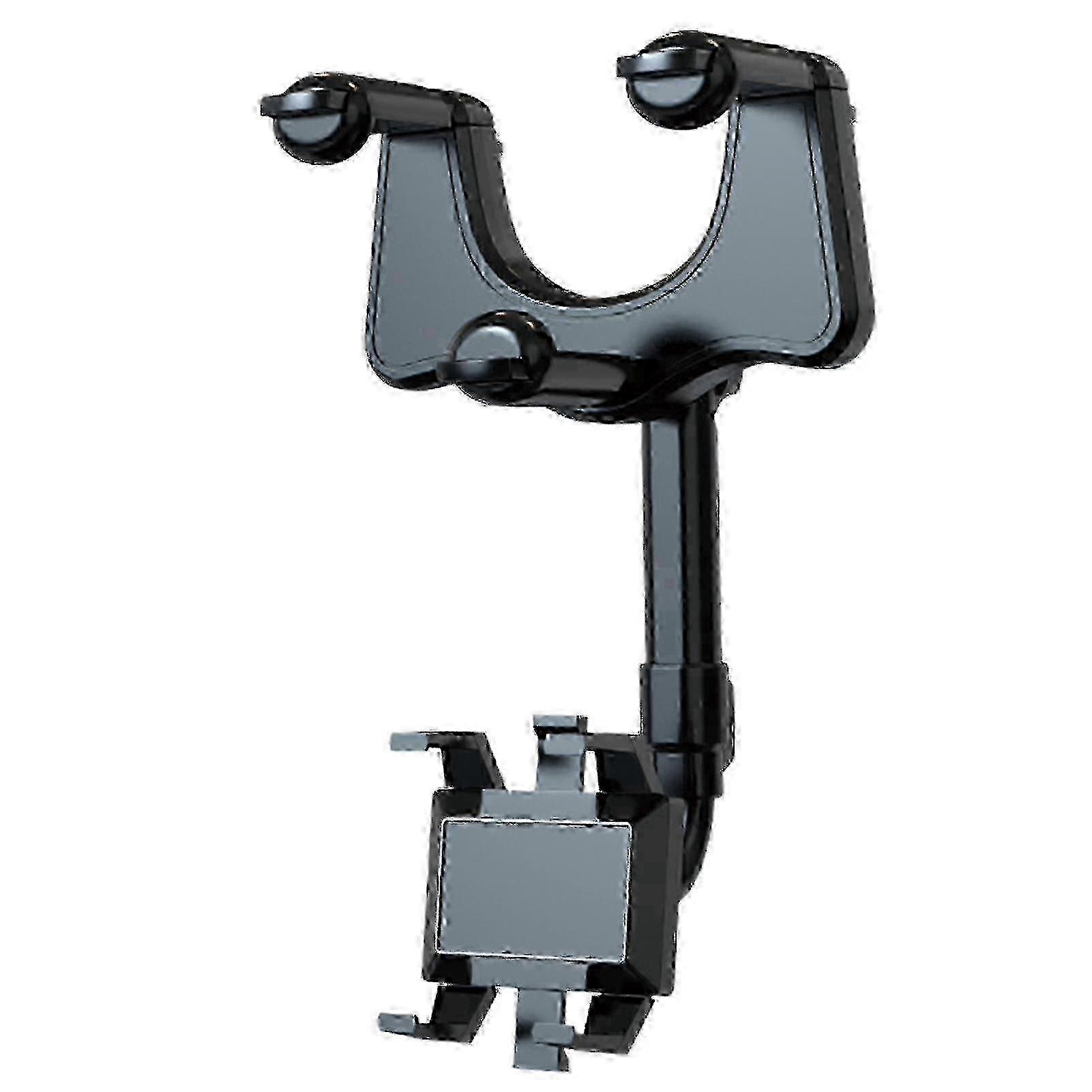 Rotatable & Retractable Mobile Phone Holder Clip for Car Rear View & ABS Mirror - Universal Smartphone Mount