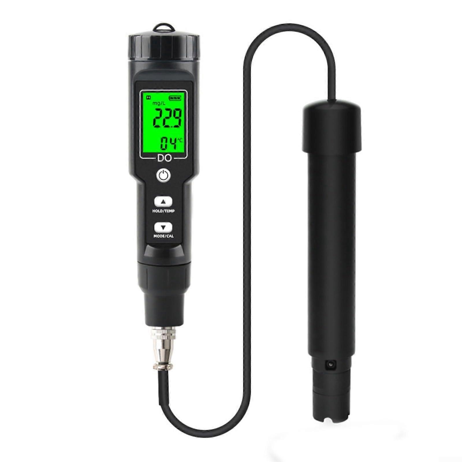 Digital measuring device for dissolved oxygen, water quality, with temperature compensation for swimming pools, aquariums, seawater