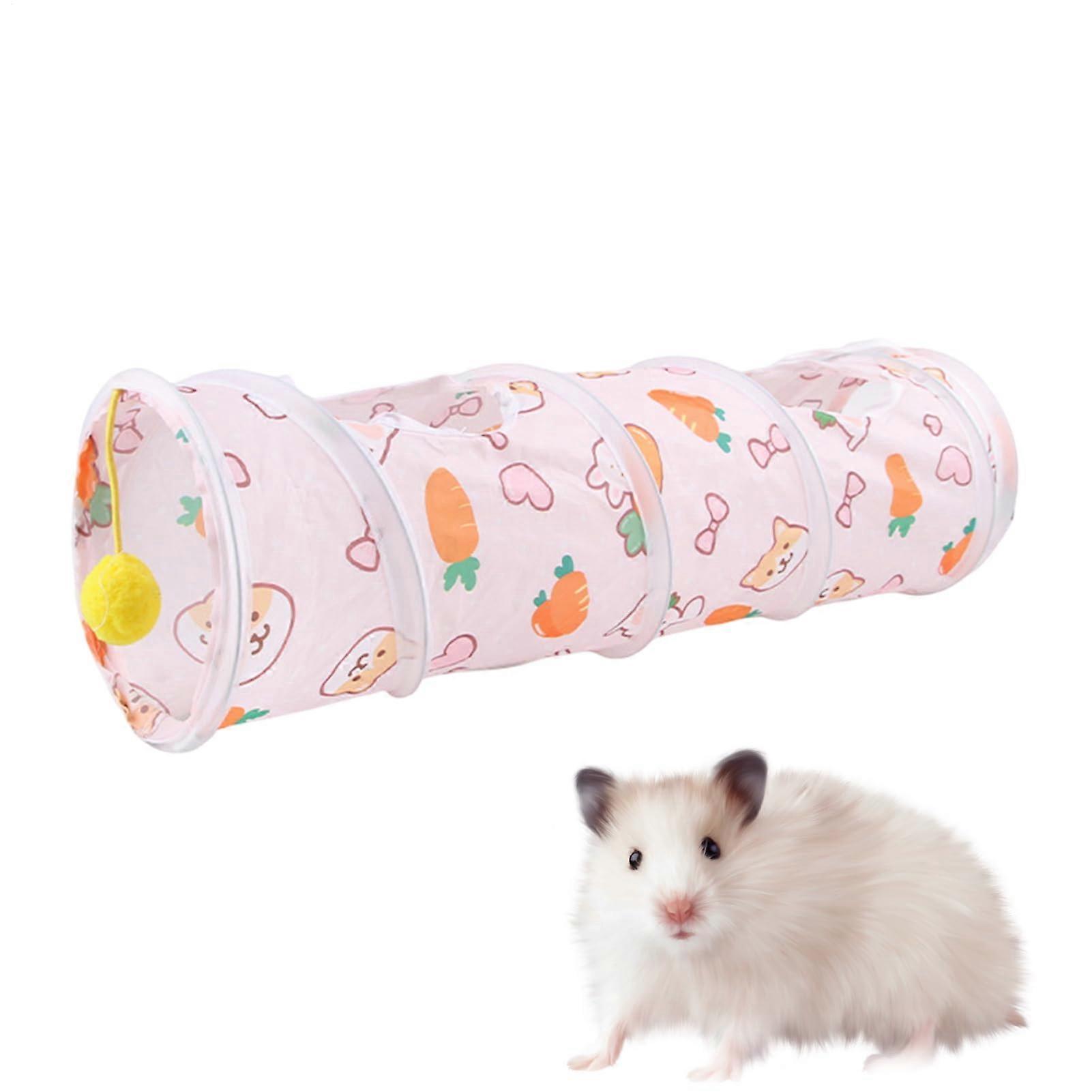 Hamster Tunnel - Folding Small Pet Exercise Tube with Play Ball for Indoor Kittens, Guinea Pigs, and Chinchillas