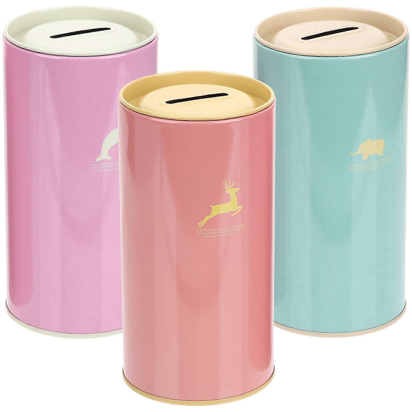 Compact Saving Pot Small Tin Box Children Coin Container present Giving Square Design Tinplate 14.50X7.50X7.50CM 3Pcs