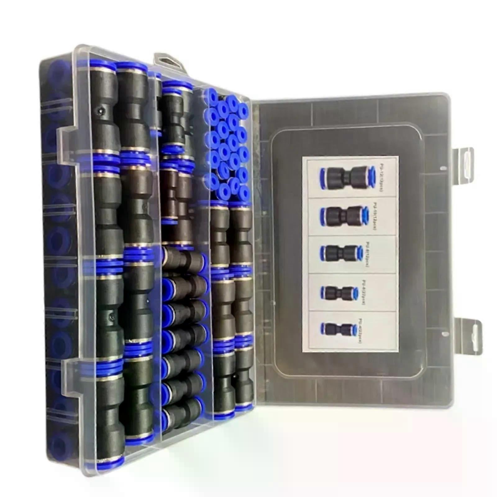 80pcs Quick Connect Push Connectors for Polyethylene Pipe PU/PA/PE/PVC Compatible with 1/2 3/8 5/16 1/4 5/32 Inch Tubing