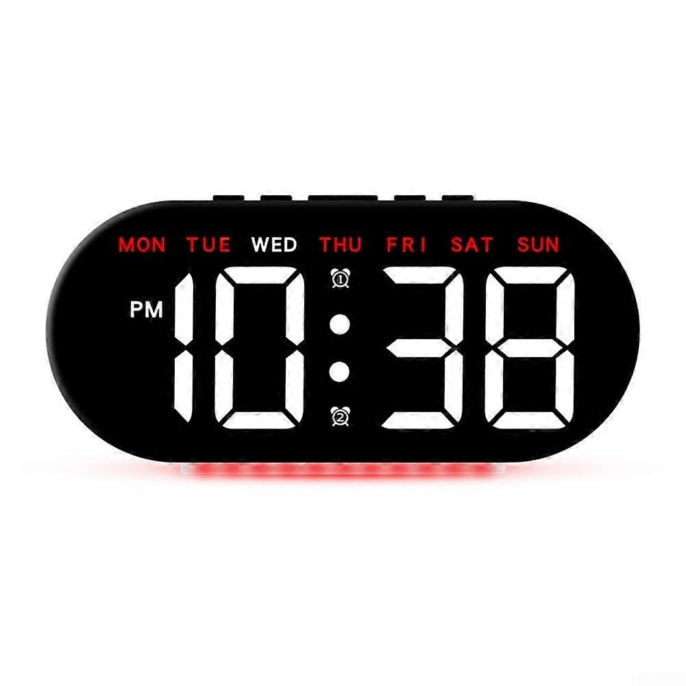 Modern LED digital alarm clock with USB charging and soothing ambient lighting for a stylish bedroom look (BRed)