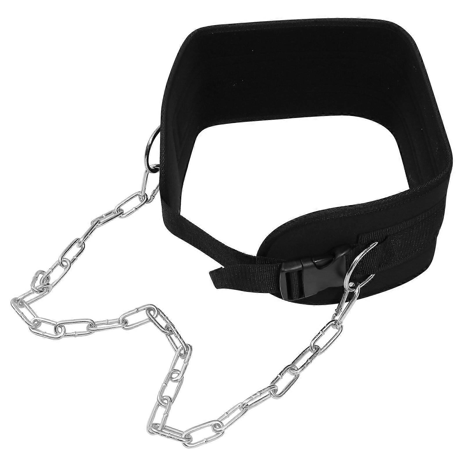 Black Weightlifting Waist Belt with Detachable Chain for Muscle Resistance Training Adjustable Size