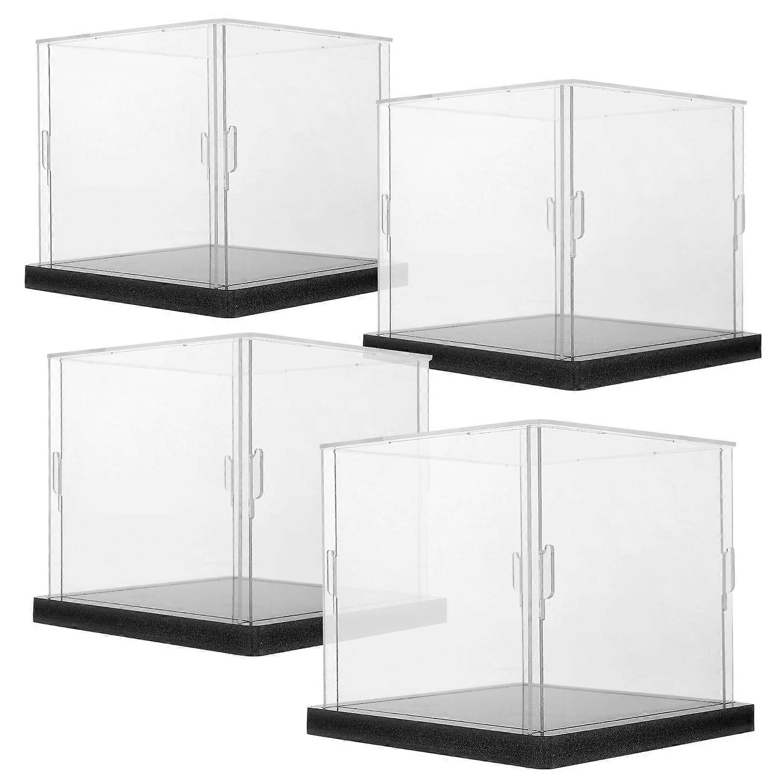 Storage Figures Cube Boxes Transparent Display Home Decor Glassware 4Pcs