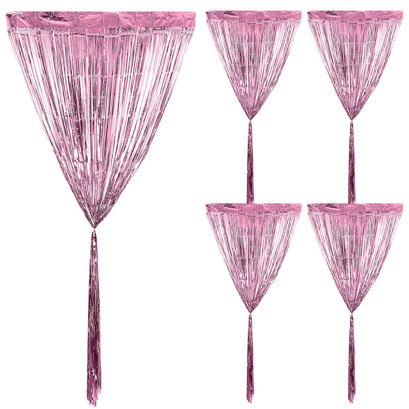 5pcs Metallic Foil Fringe Curtains Party Streamers Backdrop for Birthday, Shower, Wedding & Festive Decorations Tinsel Wall Hanging