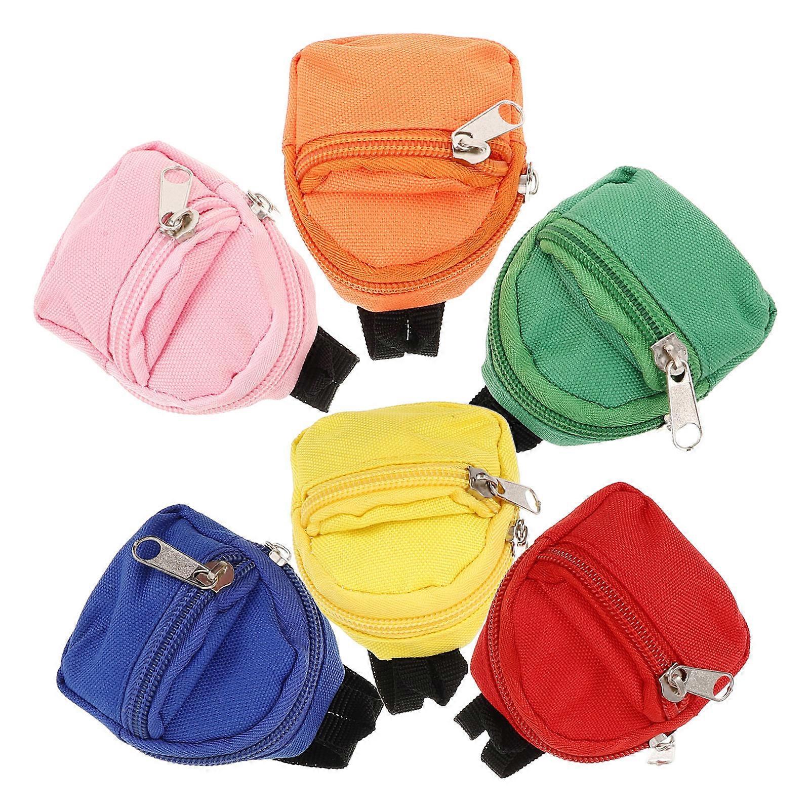 6pcs Mini Doll Backpacks Lightweight Canvas Coin Purses Keychains Adorable Accessories for Creative Play and Daily Adventures