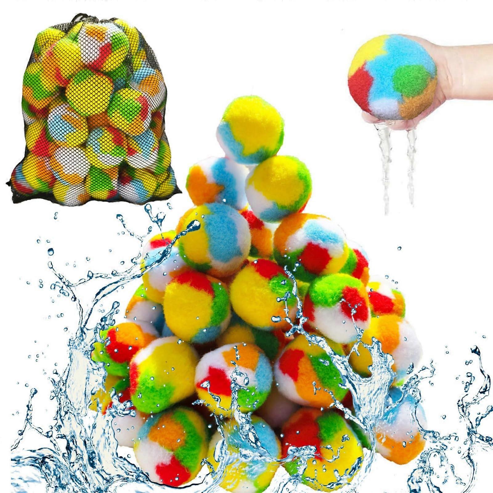 Kiddospace Reusable Water Sponge Balls, Safe Soft, for Pool Party, Beach, Backyard (60 Pcs)