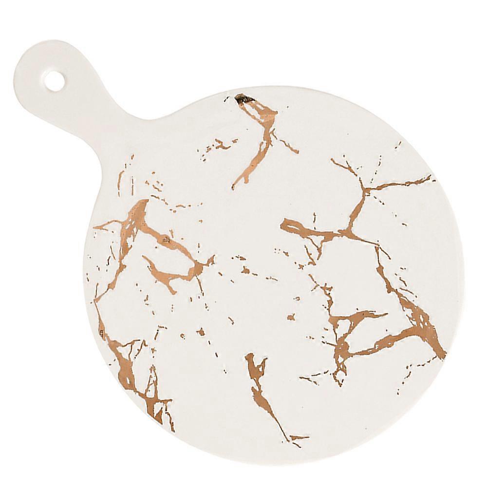 Ceramic Serving Tray with Handles, Marble Pattern, Food Serving Dish for Gatherings, Parties, Grilling, Easy to Clean, Stylish Platter for Any