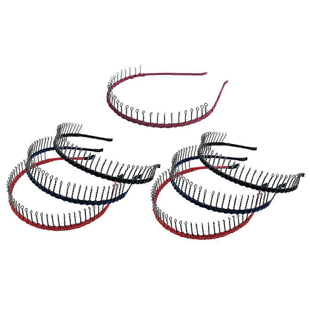 Παχιά μαλλιά ζώνες μεταλλικά δόντια χτένα hairband μακιγιάζ headband ανθεκτικό ανάμεικτο χρώμα 7Pcs
