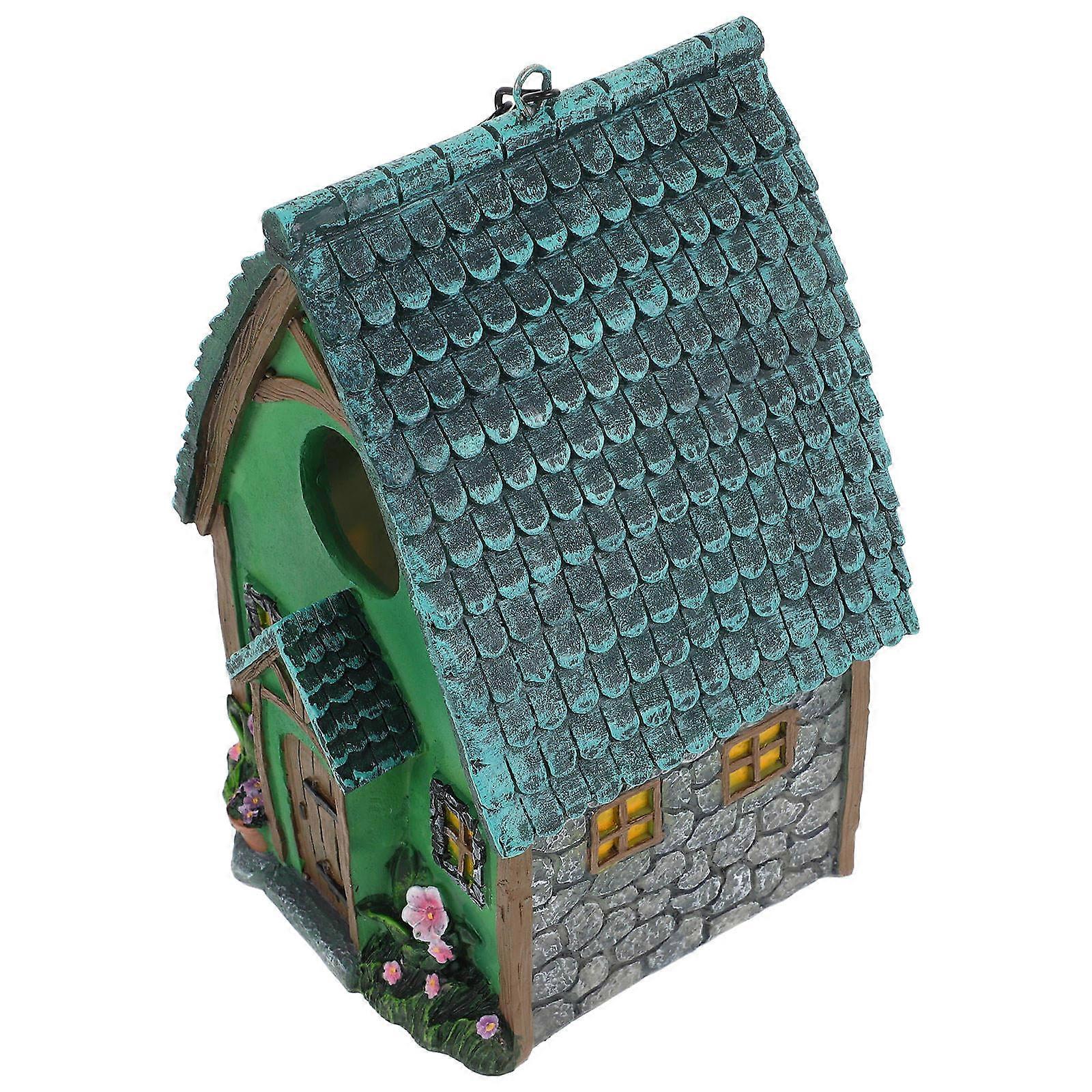 Garden Bird Nesting House Resin Hanging Bird House Backyard Rustic Charm Multi 20.70X13.00X12.60CM Safe Hideaway 1Set
