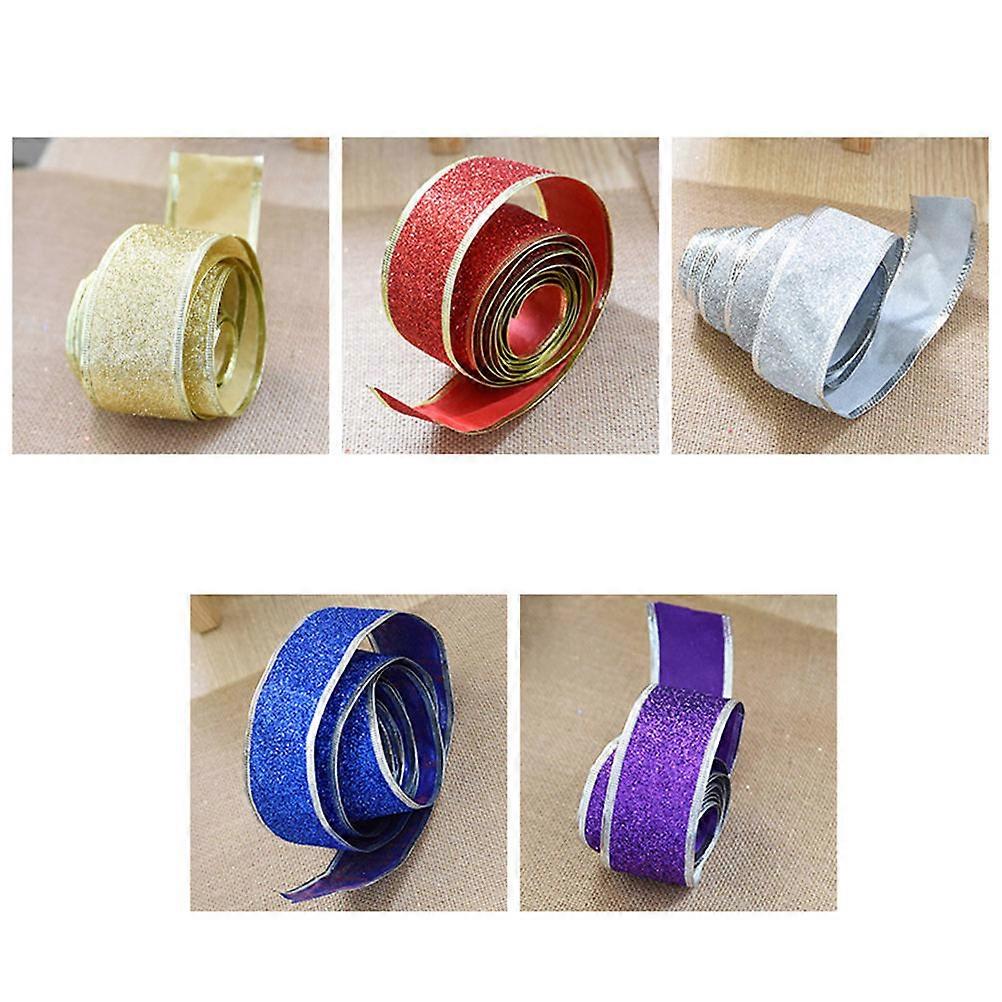 شريط قماش فضي لتغليف الهدايا مع بريق لامع مثالي للحرف اليدوية لعيد الميلاد وديكور الحفلات 2M