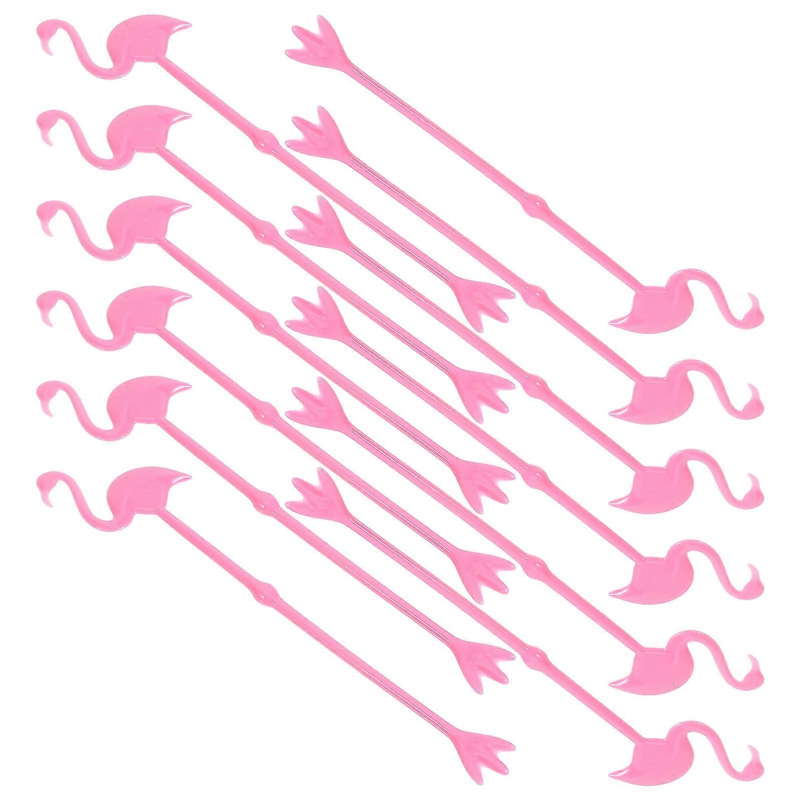 Flamingo Hawaiian Party Mixing Stick Beverage Stirring 12Pcs Pink